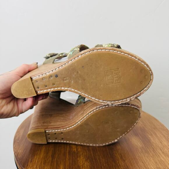 Frye Corrina Whipstitch Ankle Wrap Wedge Sandal Women’s Size 8 - Picture 7 of 10